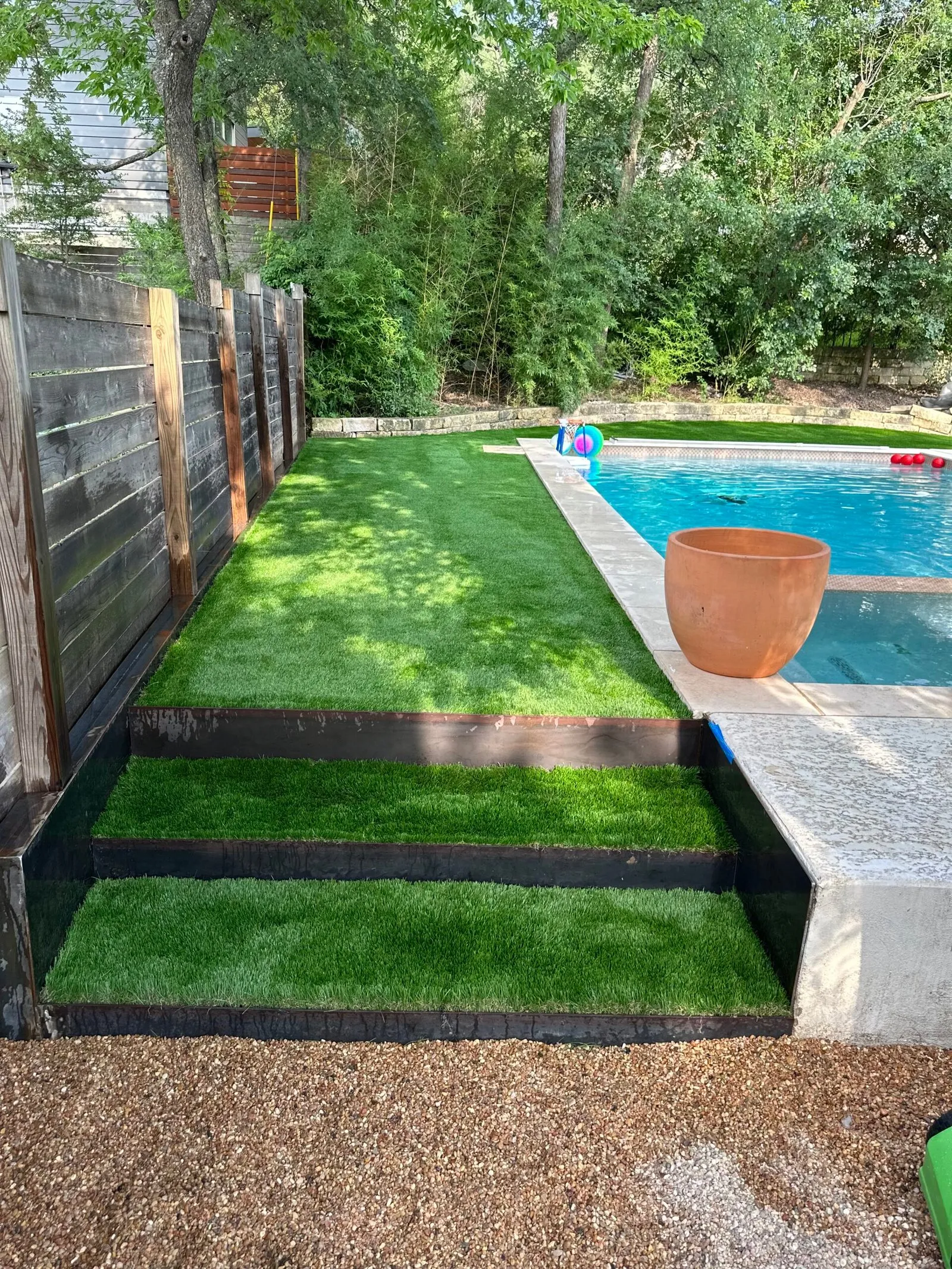 Backyard synthetic grass